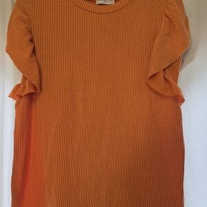 Lovely Melody Orange Textured Blouse
